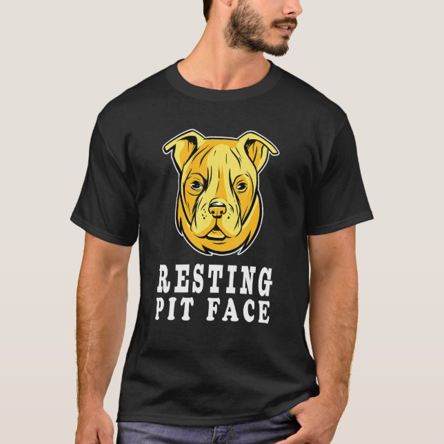 Pitbull Dog Face Resting Pit Face Funny Dog  Happy T-Shirt (Front)