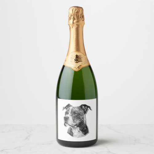 Pitbull dog face sparkling wine label