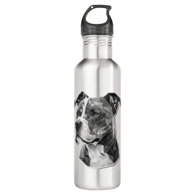 Pitbull dog face stainless steel water bottle (Front)