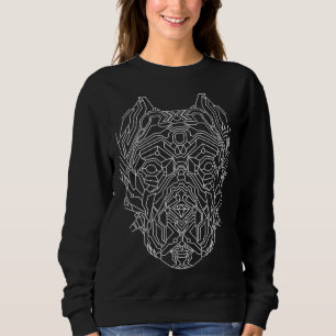 Pitbull Dog Geometric Head White Lines Sweatshirt