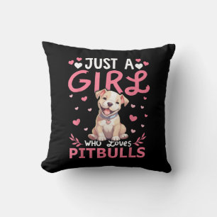 Pitbull Dog Girls Women Just A Girl Who Loves Pitb Throw Pillow