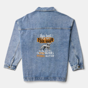 Pitbull Dog Hair Glitter Funny Dog Denim Jacket