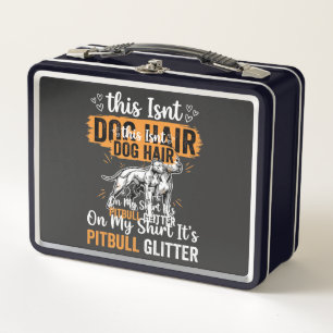 Pitbull Dog Hair Glitter Funny Dog Metal Lunch Box