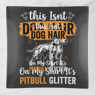 Pitbull Dog Hair Glitter Funny Dog Trinket Tray