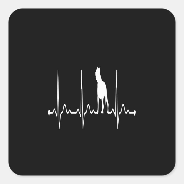 Pitbull dog heartbeat square sticker (Front)