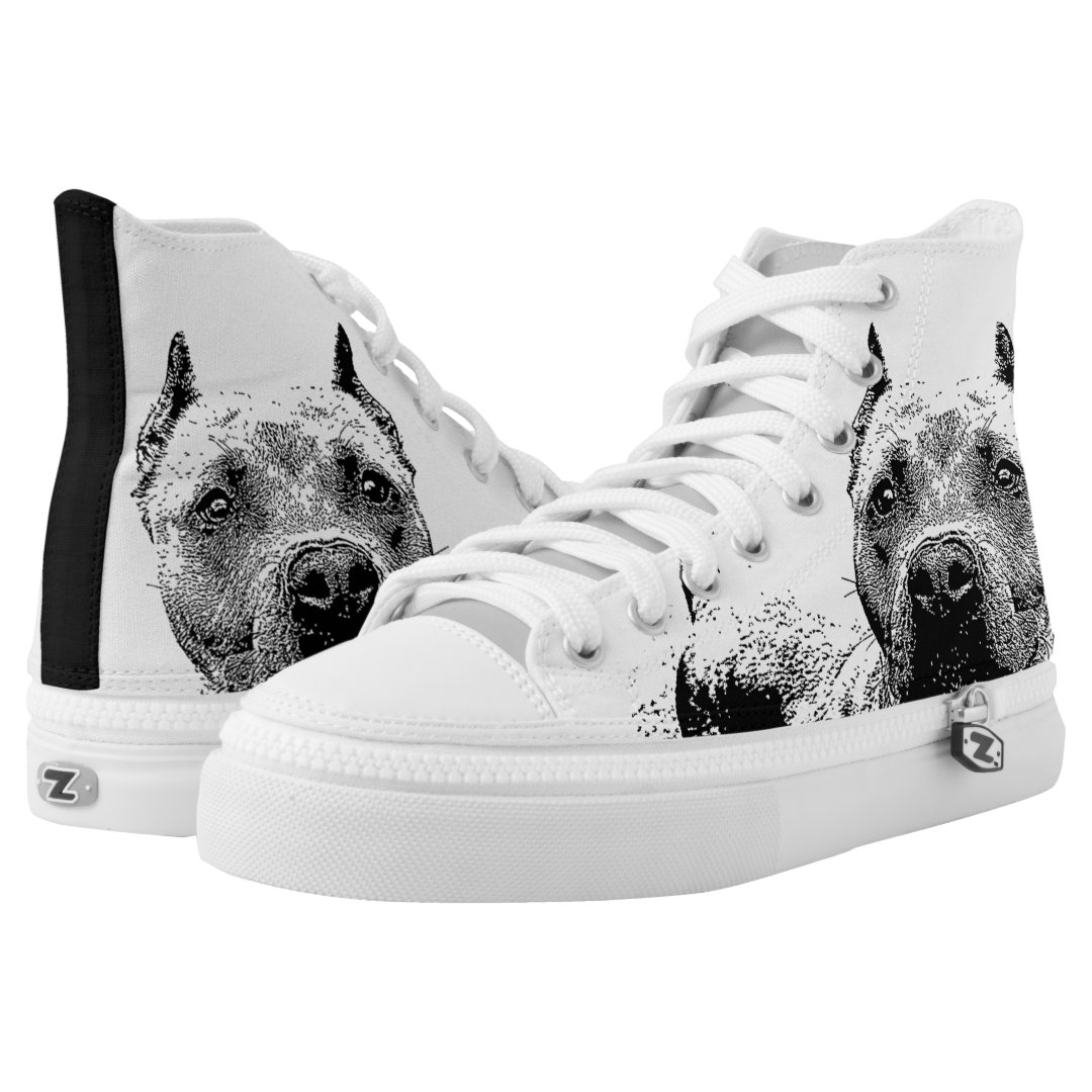 Pitbull dog high top tennis shoes Zazzle