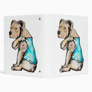 Pitbull Dog I Love Dad Tattoo Funny Family 3 Ring Binder