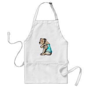 Pitbull Dog I Love Dad Tattoo Funny Family Adult Apron