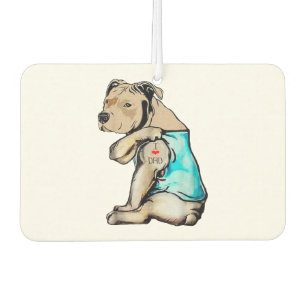 Pitbull Dog I Love Dad Tattoo Funny Family Air Freshener