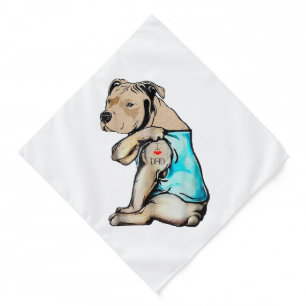Pitbull Dog I Love Dad Tattoo Funny Family Bandana