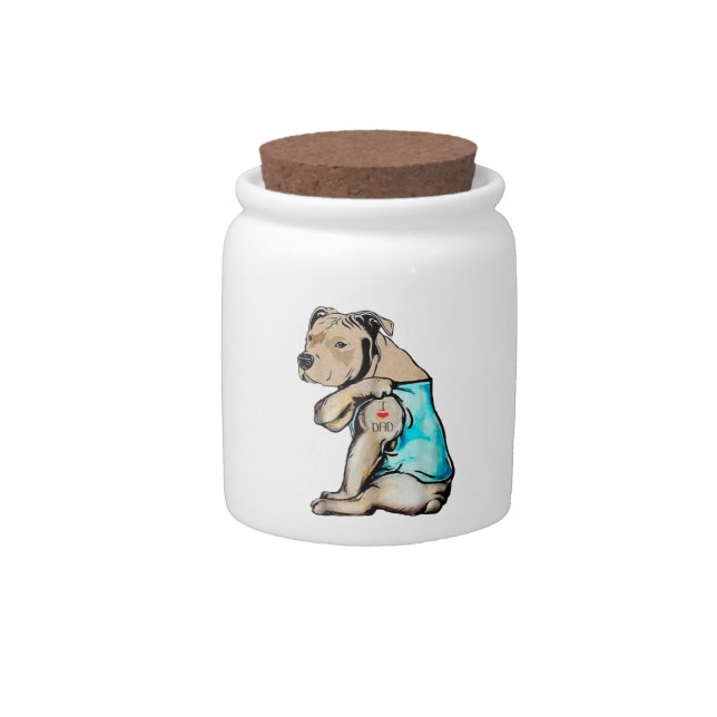 Pitbull Dog I Love Dad Tattoo Funny Family Candy Jar (Front)