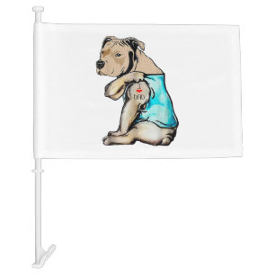 Pitbull Dog I Love Dad Tattoo Funny Family Car Flag