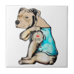 Pitbull Dog I Love Dad Tattoo Funny Family Ceramic Tile<br><div class="desc">Pitbull Dog I Love Dad Tattoo Funny Family</div>