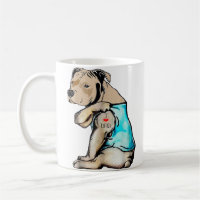 Pitbull Dog I Love Dad Tattoo Funny Family