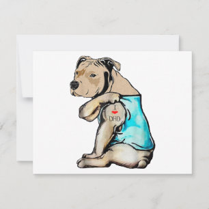 Pitbull Dog I Love Dad Tattoo Funny Family Holiday Card