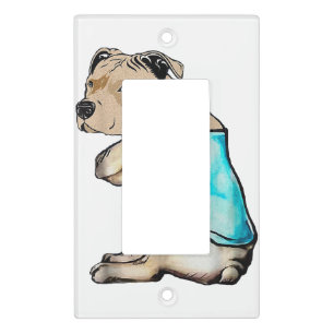 Pitbull Dog I Love Dad Tattoo Funny Family Light Switch Cover