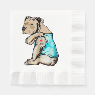 Pitbull Dog I Love Dad Tattoo Funny Family Napkins