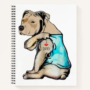 Pitbull Dog I Love Dad Tattoo Funny Family Notebook