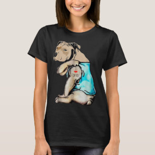 Pitbull Dog I Love Dad Tattoo Funny Family T-Shirt