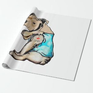 Pitbull Dog I Love Dad Tattoo Funny Family Wrapping Paper