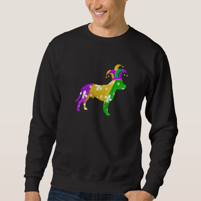 Pitbull Dog Mardi Gras Carnivals Funny Puppy Lover Sweatshirt (Front)