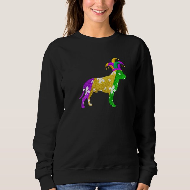 Pitbull Dog Mardi Gras Carnivals Funny Puppy Lover Sweatshirt (Front)