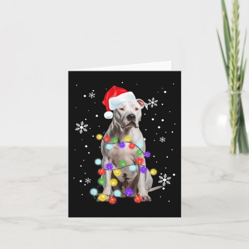 Pitbull Dog Merry Dogmas Santa Pitbull Christmas T Card