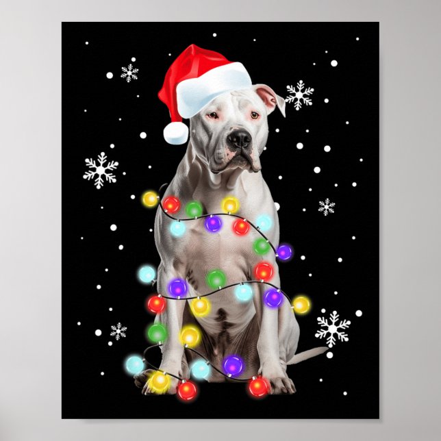 Pitbull Dog Merry Dogmas Santa Pitbull Christmas T Poster (Front)
