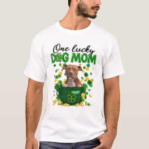 Pitbull Dog Mom Irish Green Shamrock St Patrick's T-Shirt