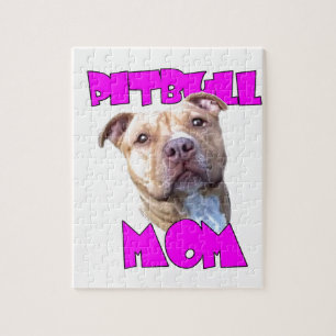 Pitbull dog Mom Jigsaw Puzzle