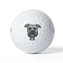 Pitbull dog monogrammed golf balls