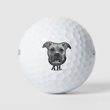 Pitbull Dog Monogrammed Golf Balls by ritmoboxer at Zazzle