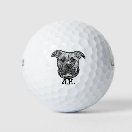 Pitbull Dog Monogrammed Golf Balls