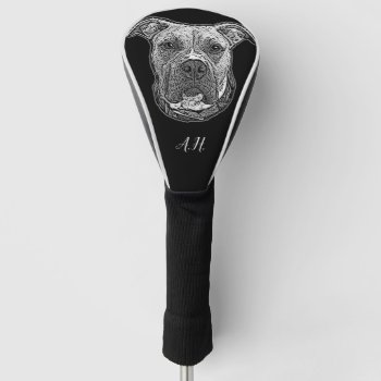 Pitbull Dog Monogrammed Golf Head Cover by ritmoboxer at Zazzle