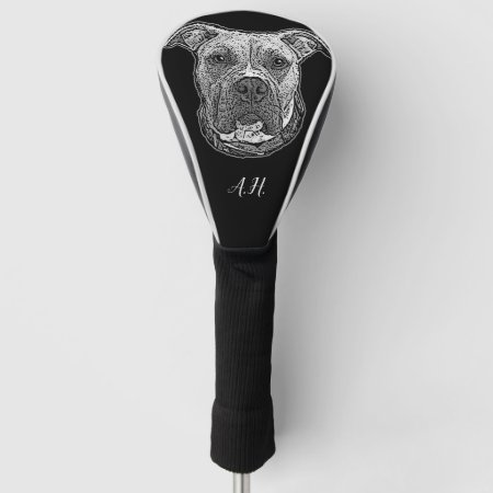 Pitbull Dog Monogrammed Golf Head Cover