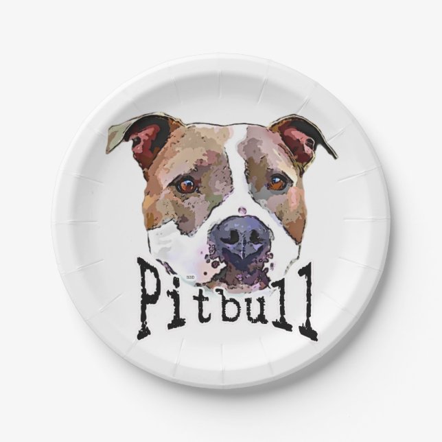 Pitbull Dog Paper Plates (Front)