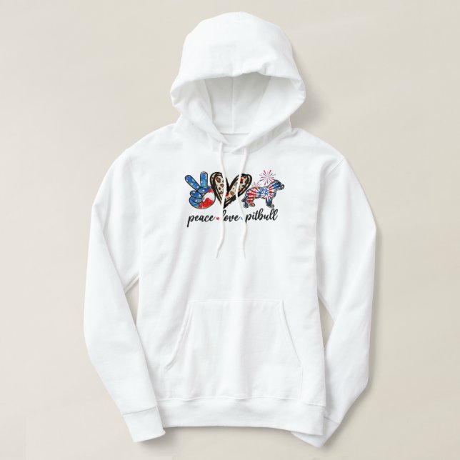 Pitbull Dog Peace Love Pitbull Dog Tie Dye Leopard Hoodie (Design Front)