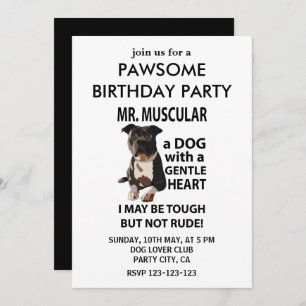 Pitbull Dog Pet Birthday Party Invitation