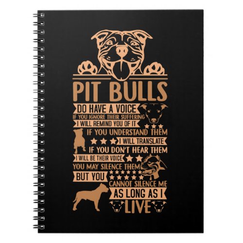 PitBull Dog Pit Bull Owner Gift for Pit Bull Lover Notebook