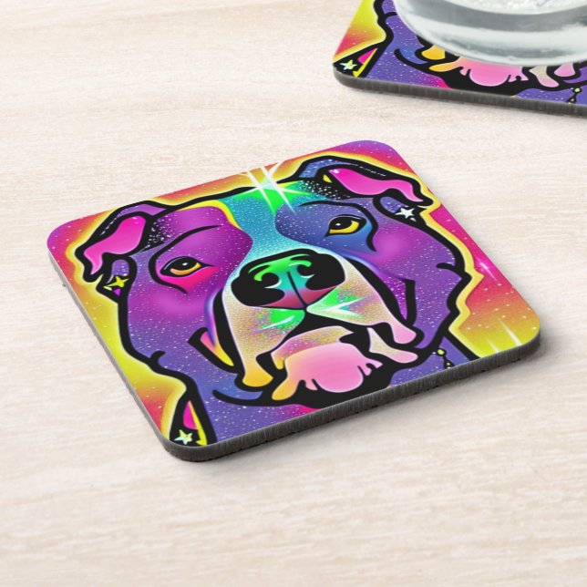 Pitbull Dog Pop Art   Beverage Coaster (Left Side)