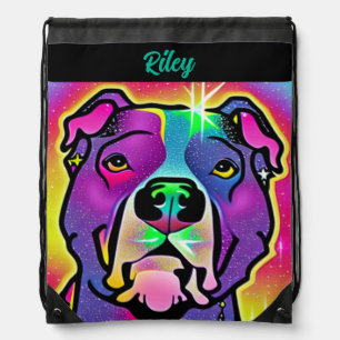 Pitbull Dog Pop Art Personalized Drawstring Bag