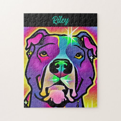 Pitbull Dog Pop Art Personalized   Jigsaw Puzzle