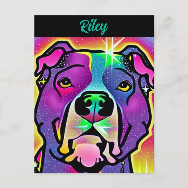 Pitbull Dog Pop Art Personalized   Postcard (Front)