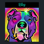 Pitbull Dog Pop Art Personalized    Poster<br><div class="desc">Pitbull Dog Pop Art - Makes a great gift idea for anyone who loves or has Pitbulls.</div>
