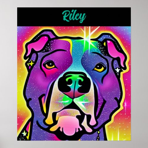 Pitbull Dog Pop Art Personalized    Poster