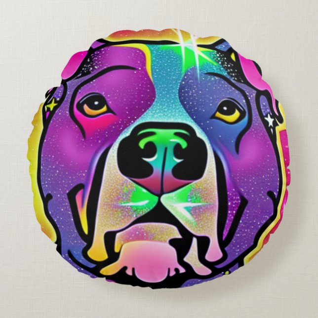 Pitbull Dog Pop Art   Round Pillow (Front)