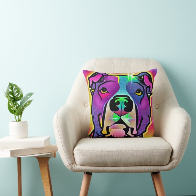 Pitbull Dog Pop Art Throw Pillow (Chair)