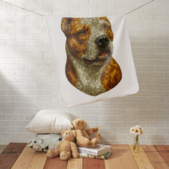 Pitbull Dog Portrait Baby Blanket (In Situ)
