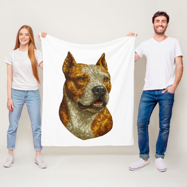 Pitbull Dog Portrait Fleece Blanket (In Situ)