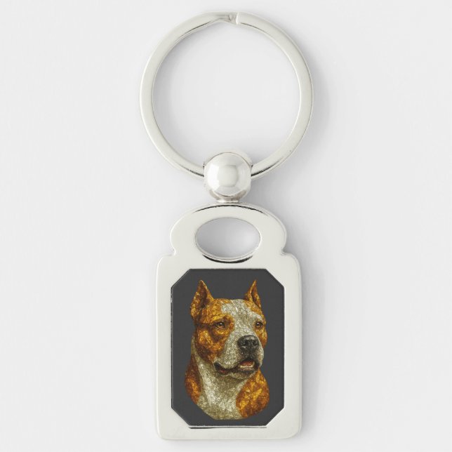 Pitbull Dog Portrait Keychain (Front)